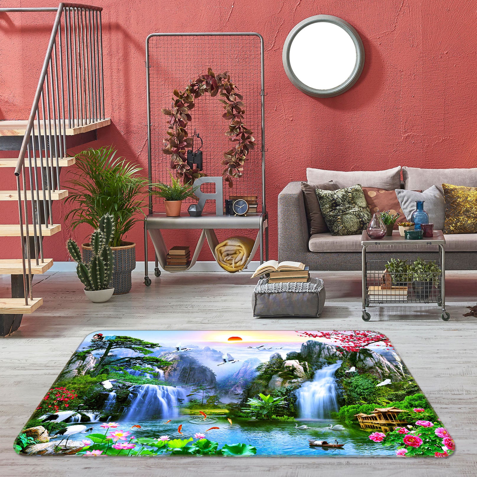 3D Waterfall 3043 Rug Non Slip Rug Mat