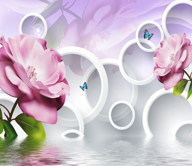 3D Ring Flower Butterfly Wallpaper AJ Wallpaper 1 