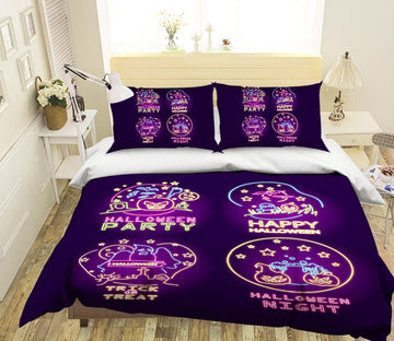 3D Fluorescent Pumpkin 1218 Halloween Bed Pillowcases Quilt Quiet Covers AJ Creativity Home 