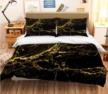 3D Black Gold Irregular 039 Bed Pillowcases Quilt Wallpaper AJ Wallpaper 