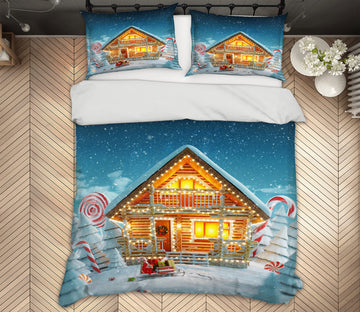 3D Snow House 52151 Christmas Quilt Duvet Cover Xmas Bed Pillowcases