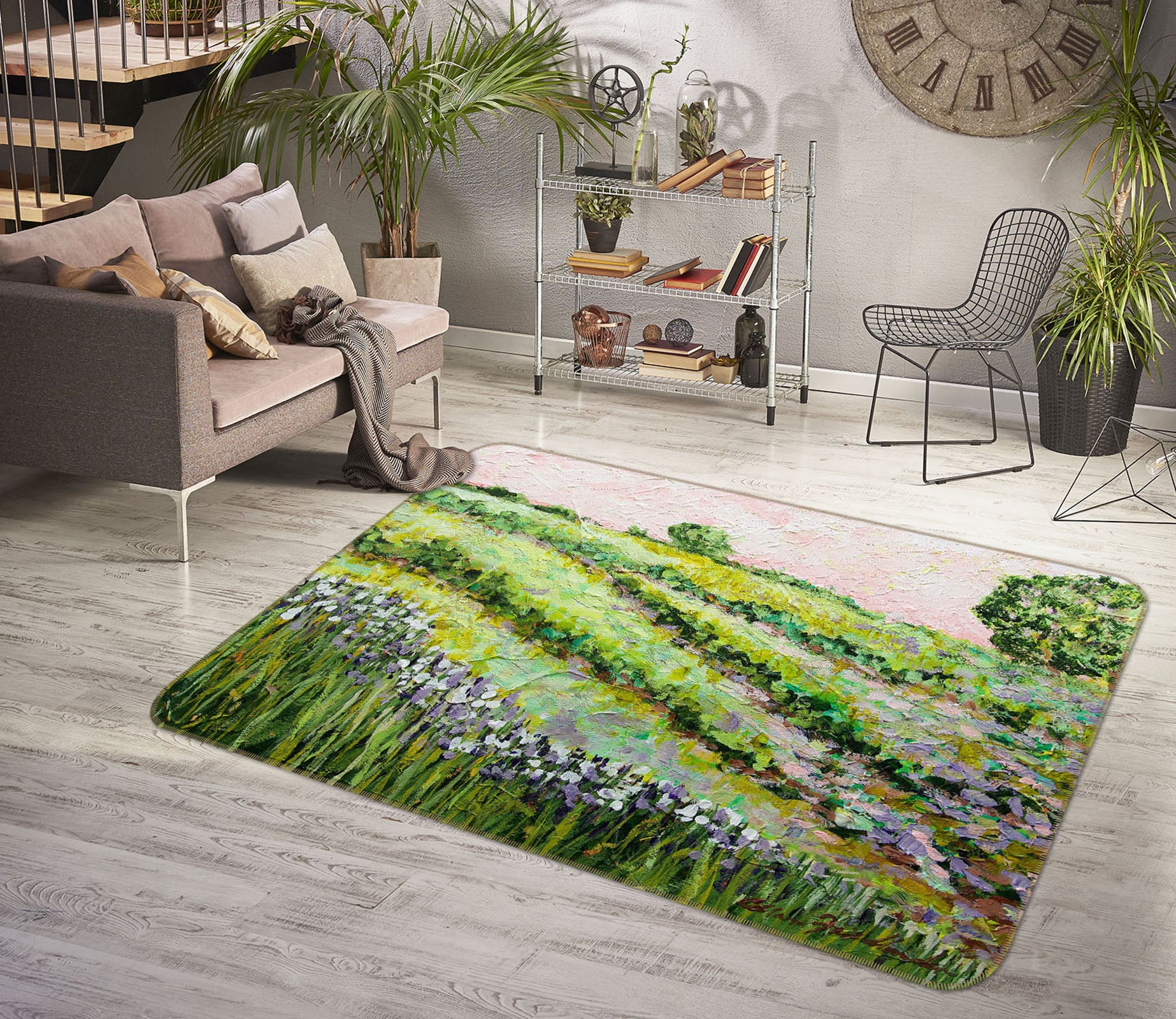 3D Wildflower Prairie 1103 Allan P. Friedlander Rug Non Slip Rug Mat