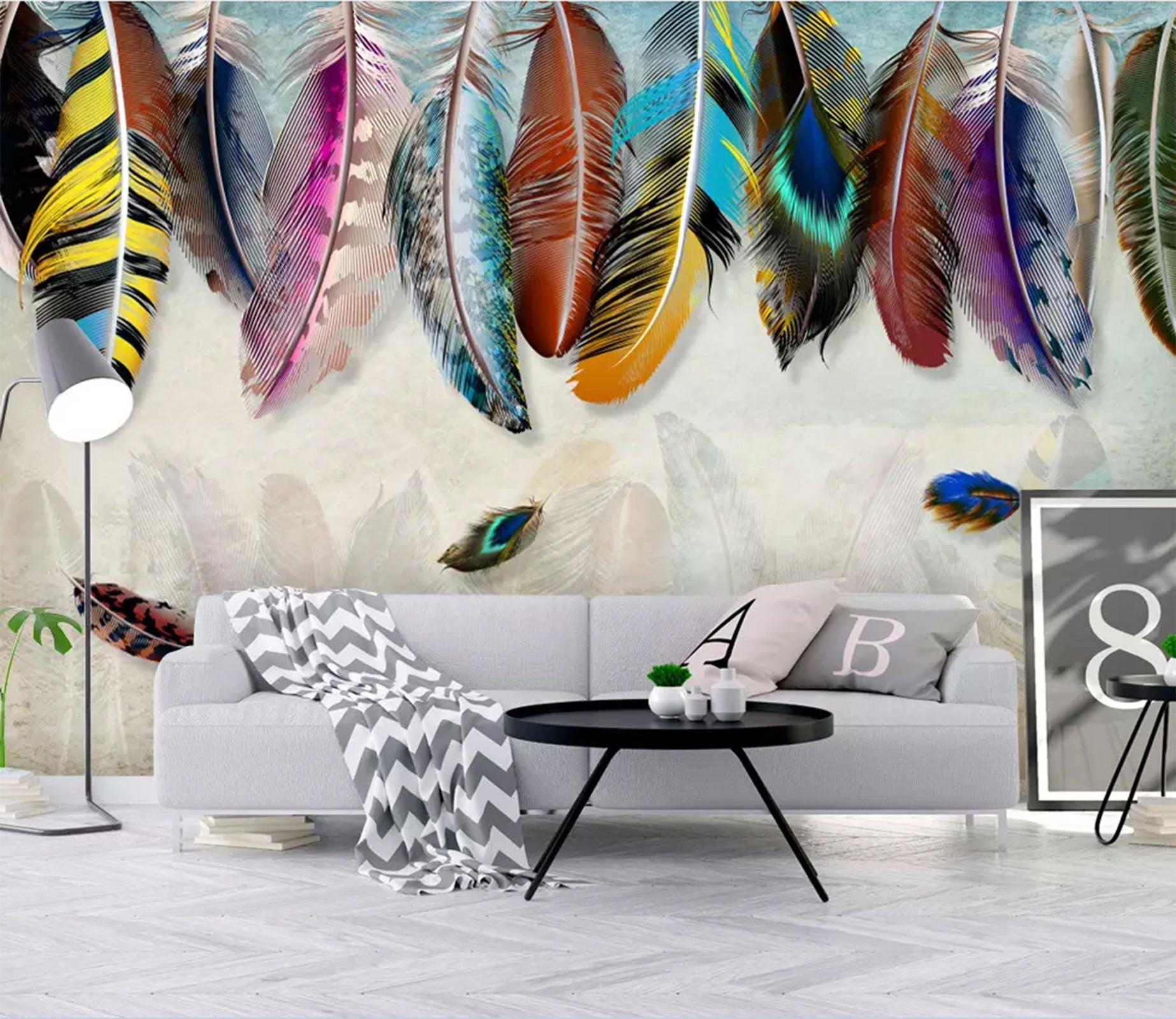 3D Colored Feather WC14 Wall Murals Wallpaper AJ Wallpaper 2 