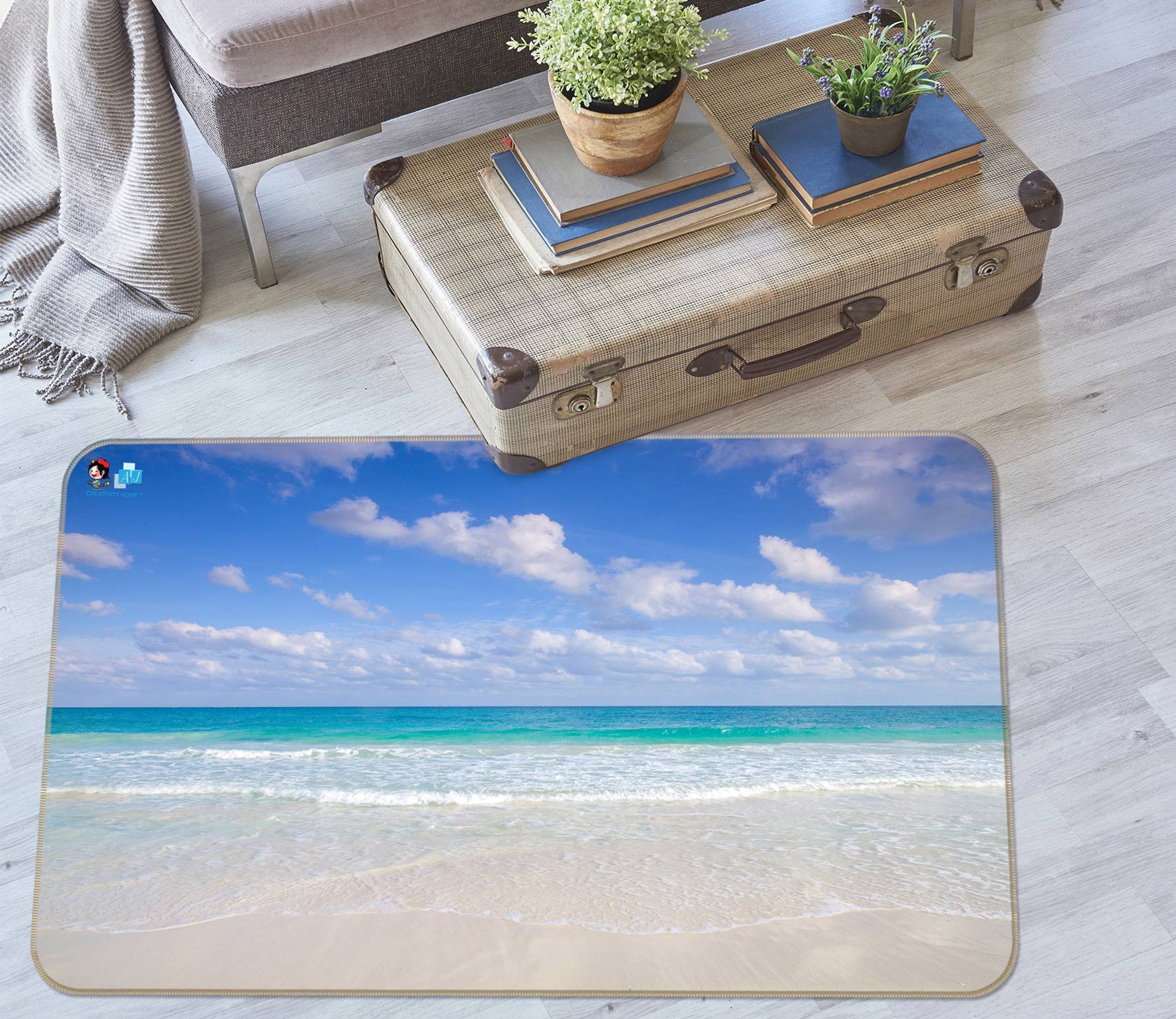 3D Beach Waves 6838 Assaf Frank Rug Non Slip Rug Mat