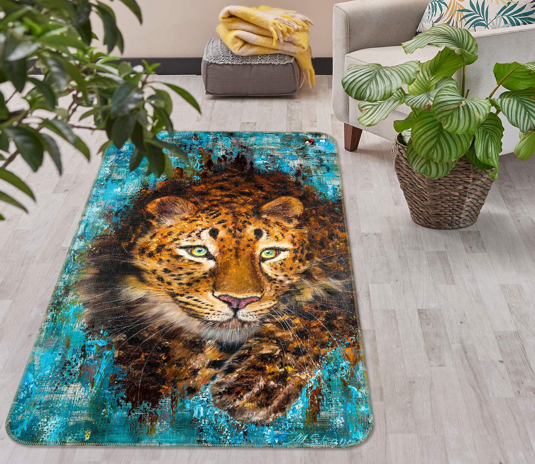 3D Painted Leopard 1194 Skromova Marina Rug Non Slip Rug Mat