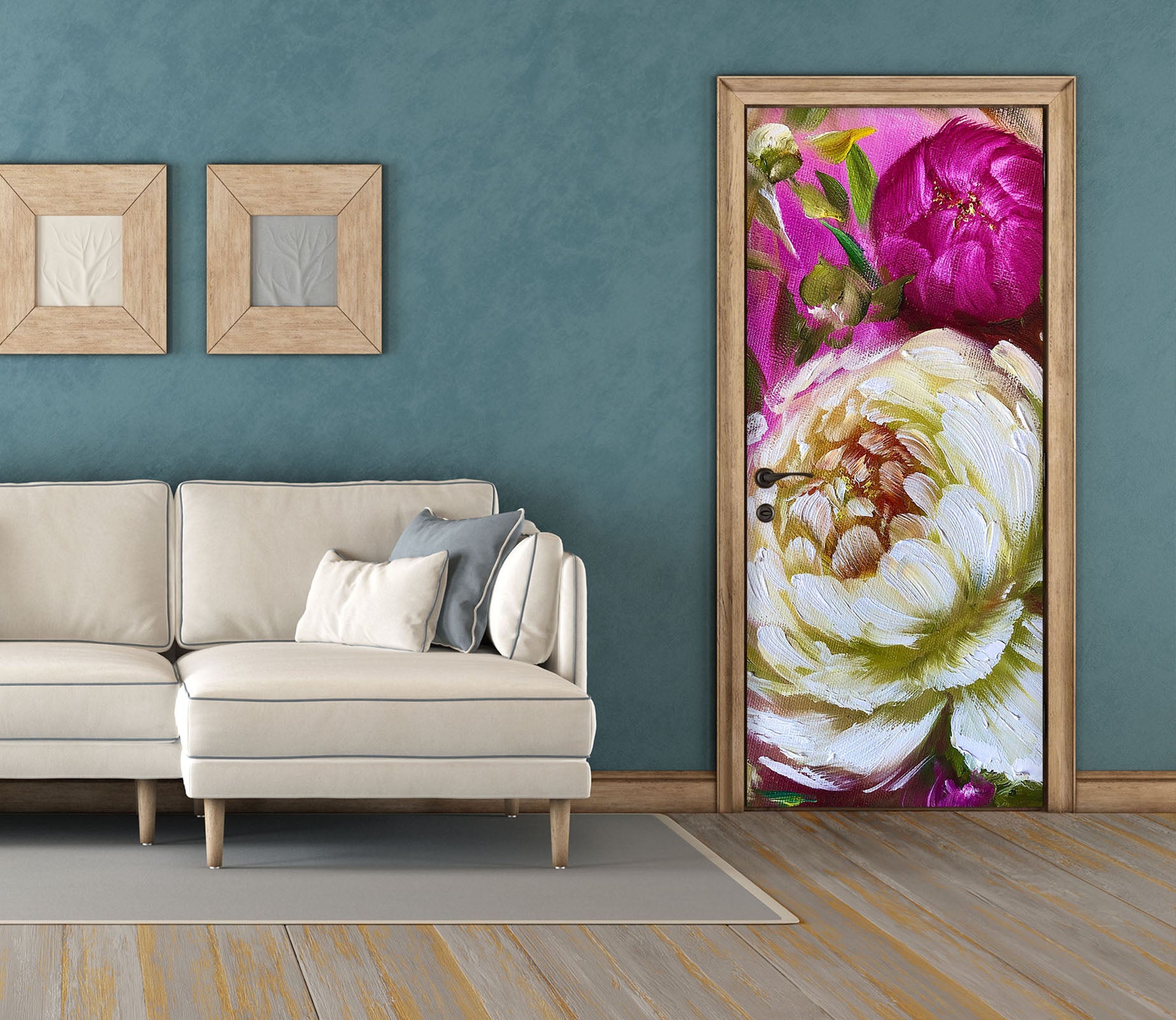 3D White Rose 3316 Skromova Marina Door Mural