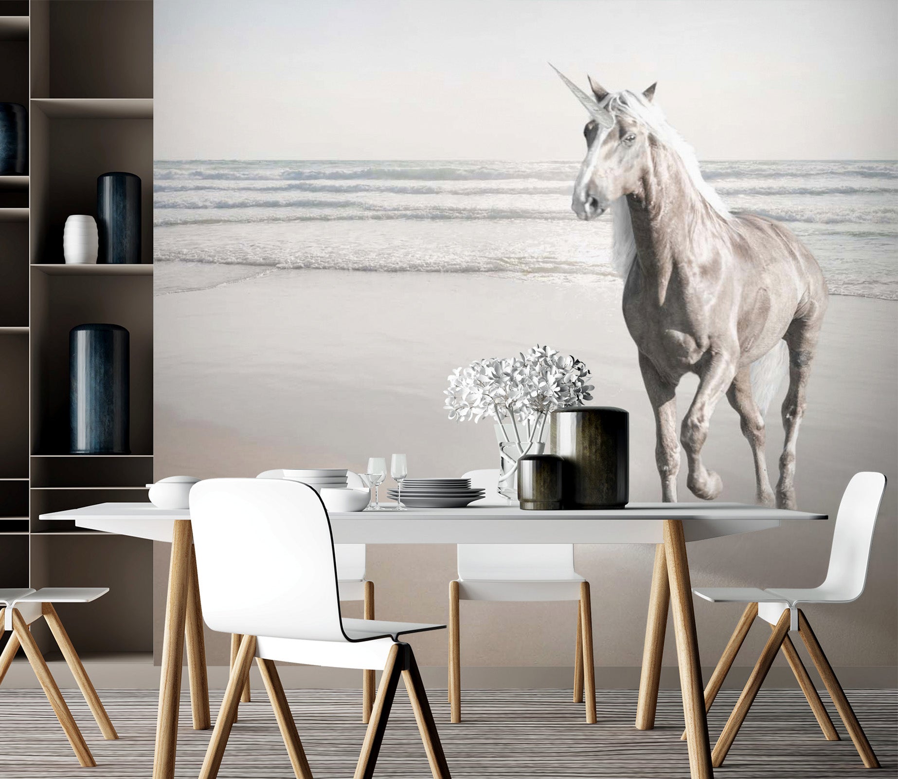 3D Sea White Horse 001 Assaf Frank Wall Mural Wall Murals