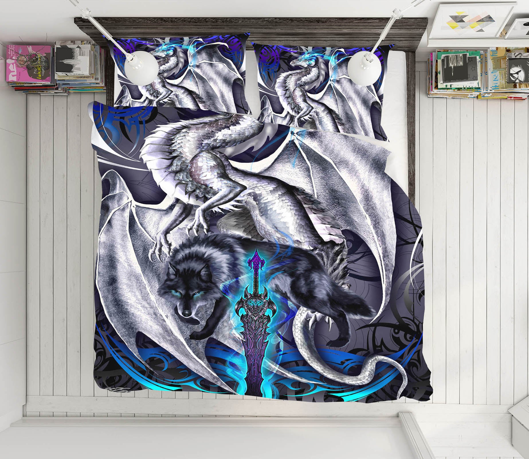 3D Gray Dragon 8318 Ruth Thompson Bedding Bed Pillowcases Quilt Cover Duvet Cover