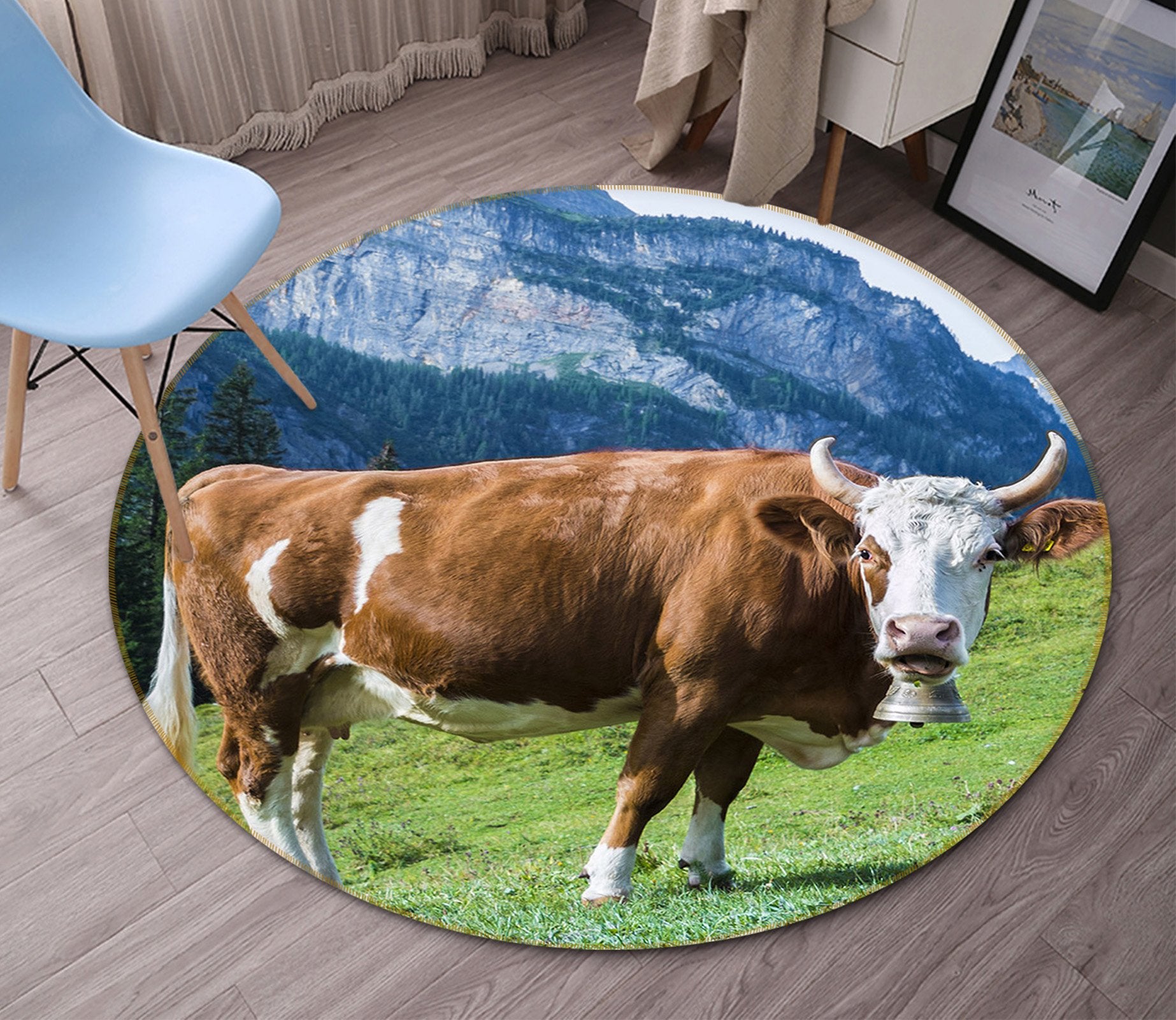 3D Mountain Peak 028 Animal Round Non Slip Rug Mat Mat AJ Creativity Home 