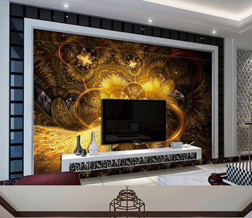 3D Golden Peacock WG004 Wall Murals