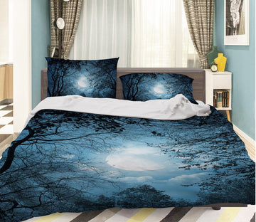 3D Forest Moon 062 Bed Pillowcases Quilt