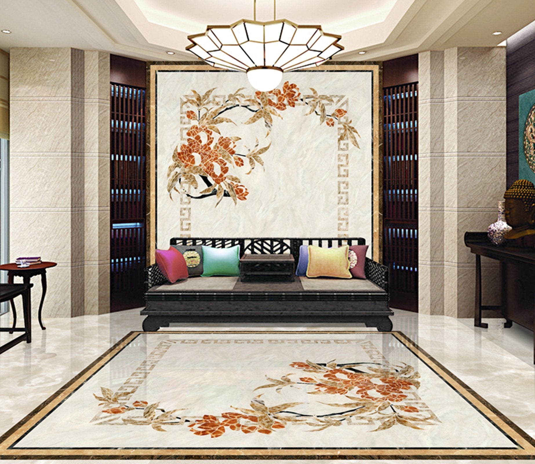 3D Red Flower WG494 Floor Mural Wallpaper AJ Wallpaper 2 