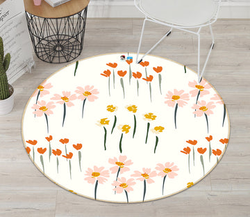 3D Small Flower Pattern 10517 Kashmira Jayaprakash Rug Round Non Slip Rug Mat