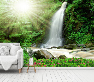 3D Forest Waterfall 110 Wall Murals