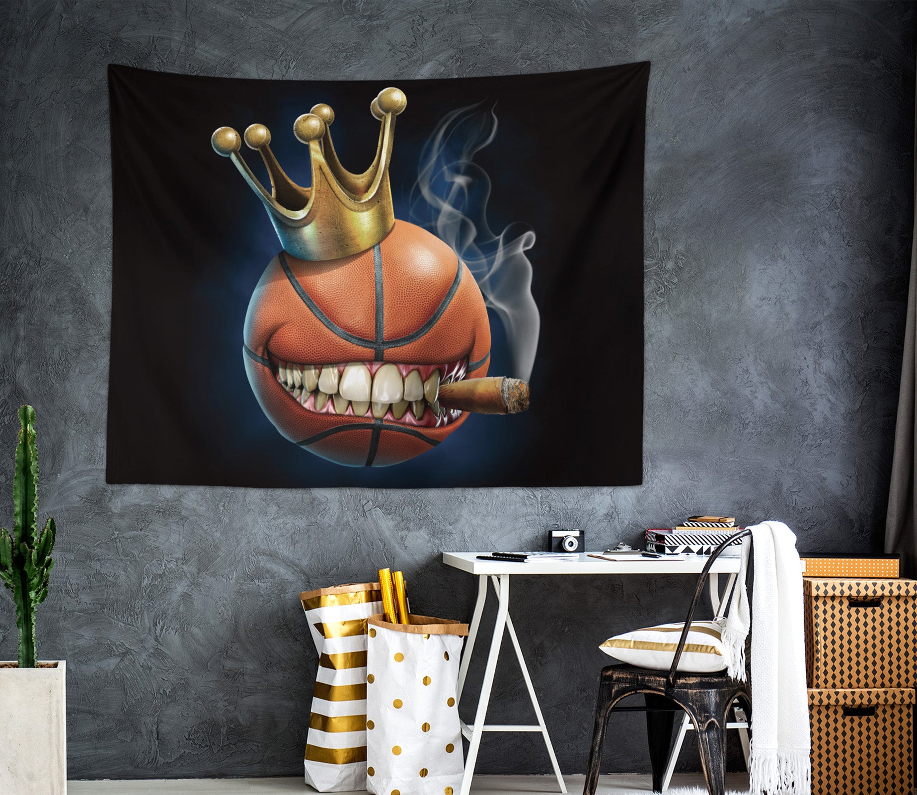 3D Crown Cigarette Basketball 121186 Tom Wood Tapestry Hanging Cloth Hang