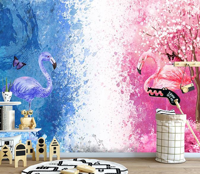 3D Flamingo Lake 211 Wall Murals Wallpaper AJ Wallpaper 2 