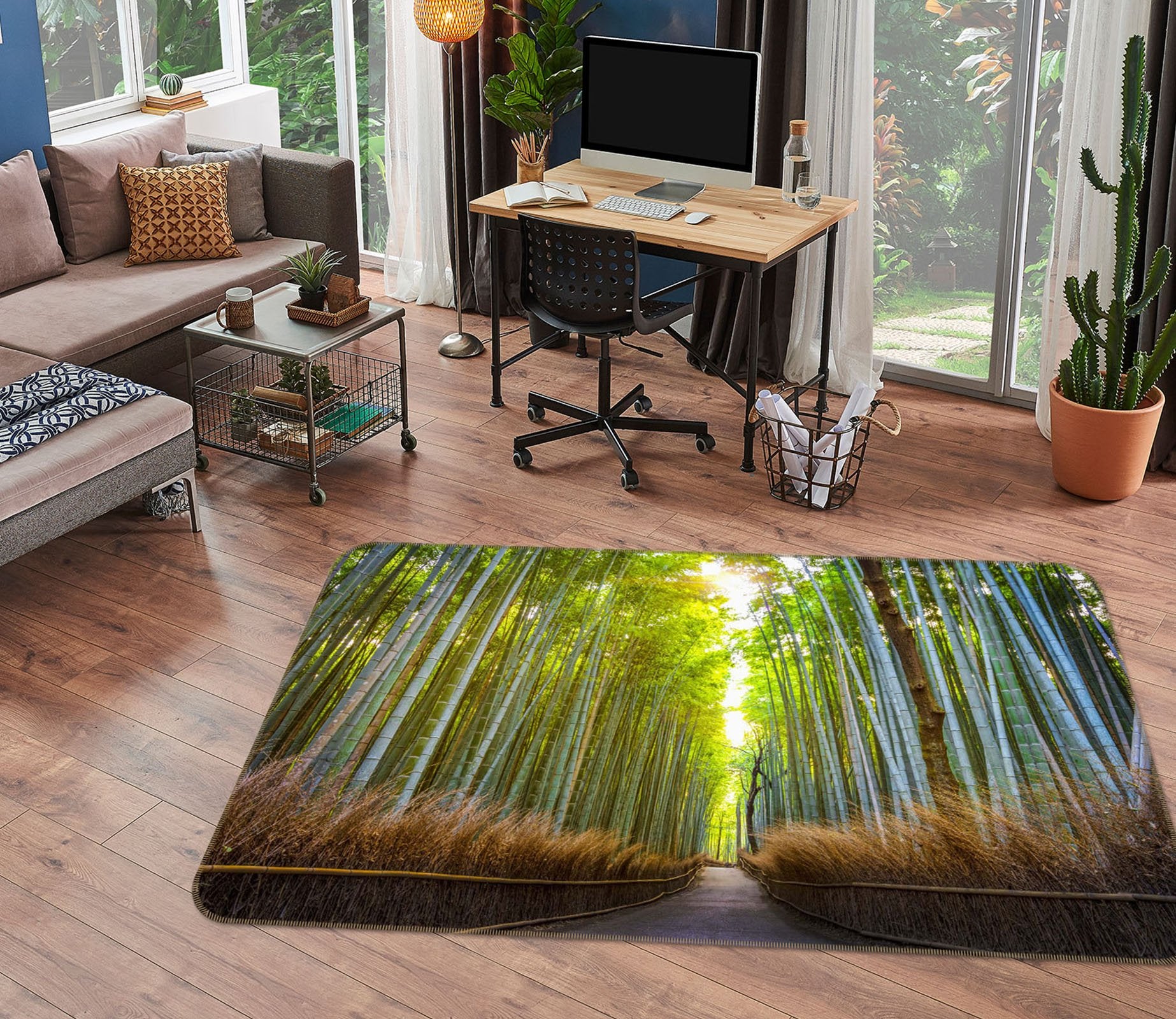 3D Bamboo Forest 1085 Marco Carmassi Rug Non Slip Rug Mat Mat AJ Creativity Home 