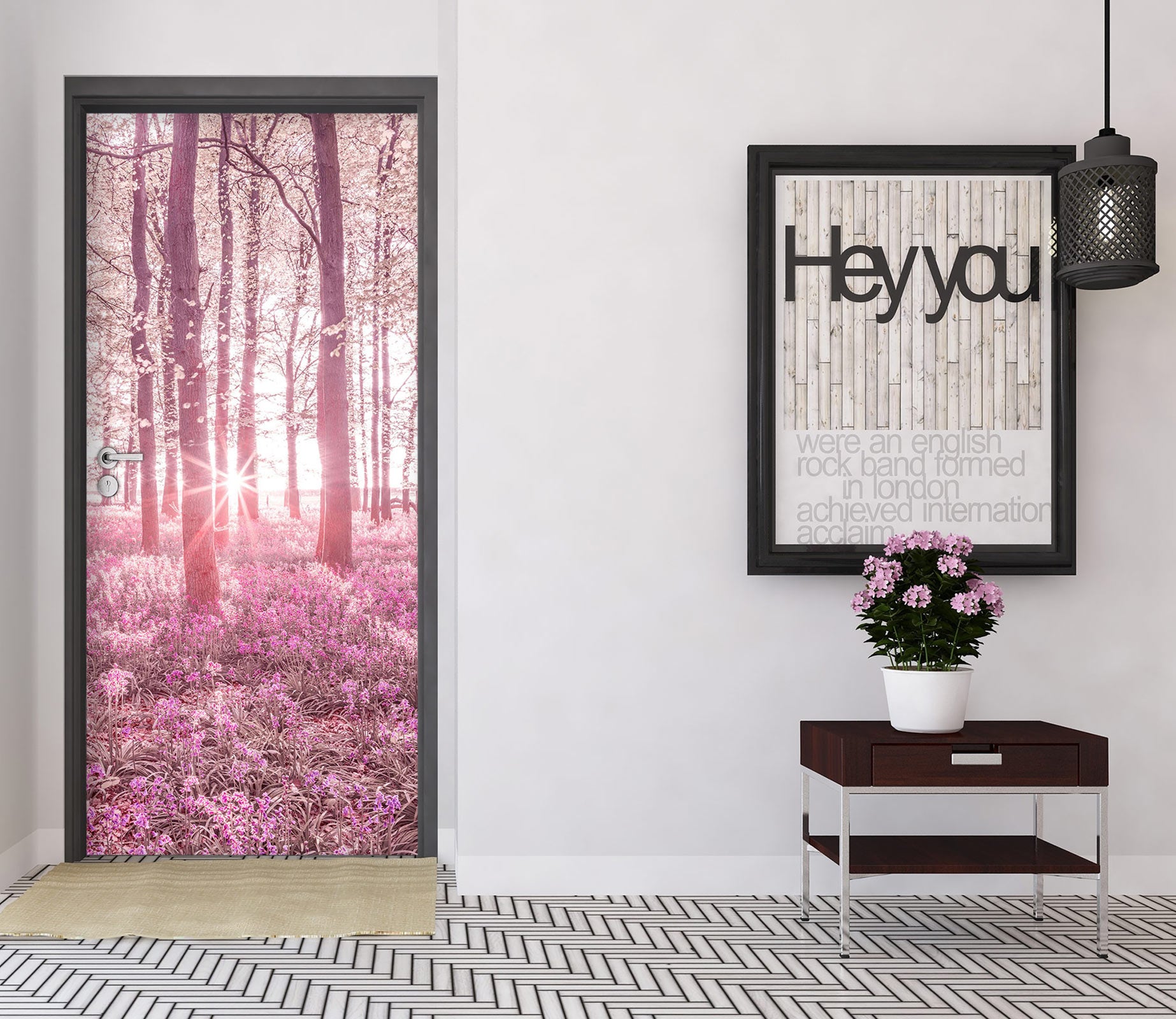 3D Pink Forest Grass 10639 Assaf Frank Door Mural