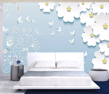 3D White Butterfly WC143 Wall Murals