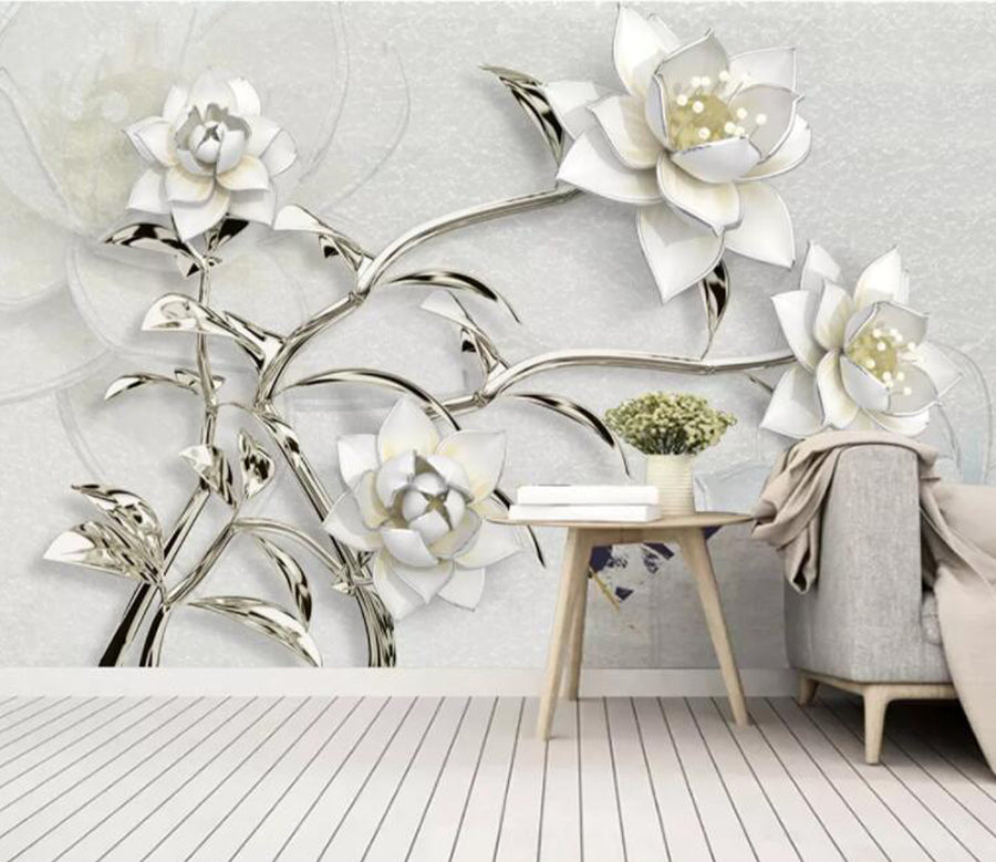 3D White Lotus WC2729 Wall Murals