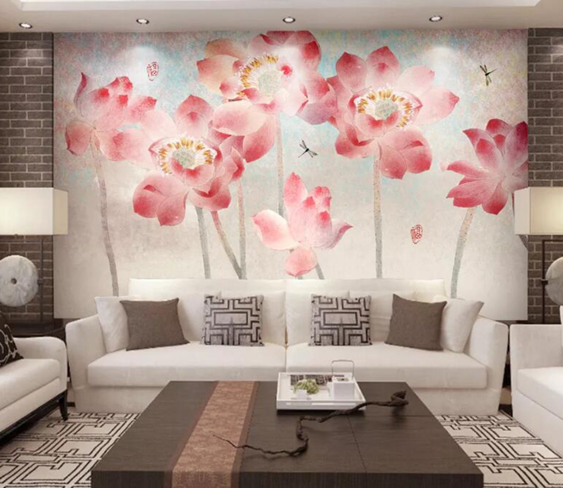 3D Red Lotus WC03 Wall Murals Wallpaper AJ Wallpaper 2 