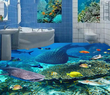 3D Sea Fish 095 Floor Mural  Self-Adhesive Sticker Bathroom Non-slip Waterproof Flooring Murals