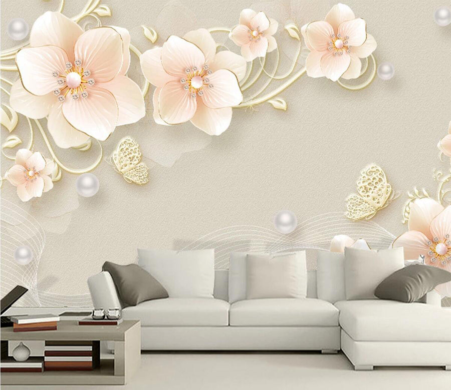 3D Flower Butterfly WC592 Wall Murals