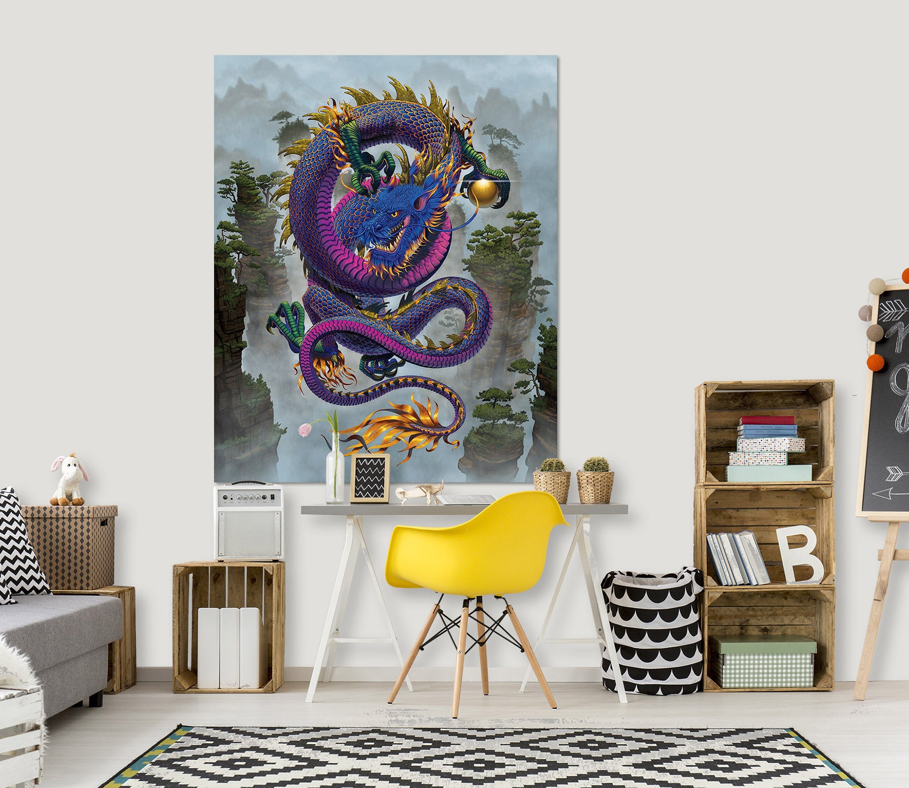 3D Good Fortune Dragon Def 040 Vincent Hie Wall Sticker