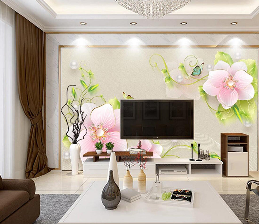 3D Ceramic Flower WC591 Wall Murals