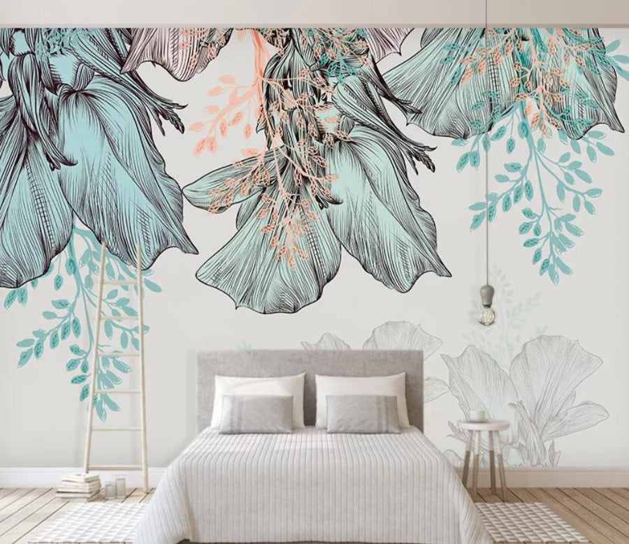 3D Painting Leaves WC2506 Wall Murals