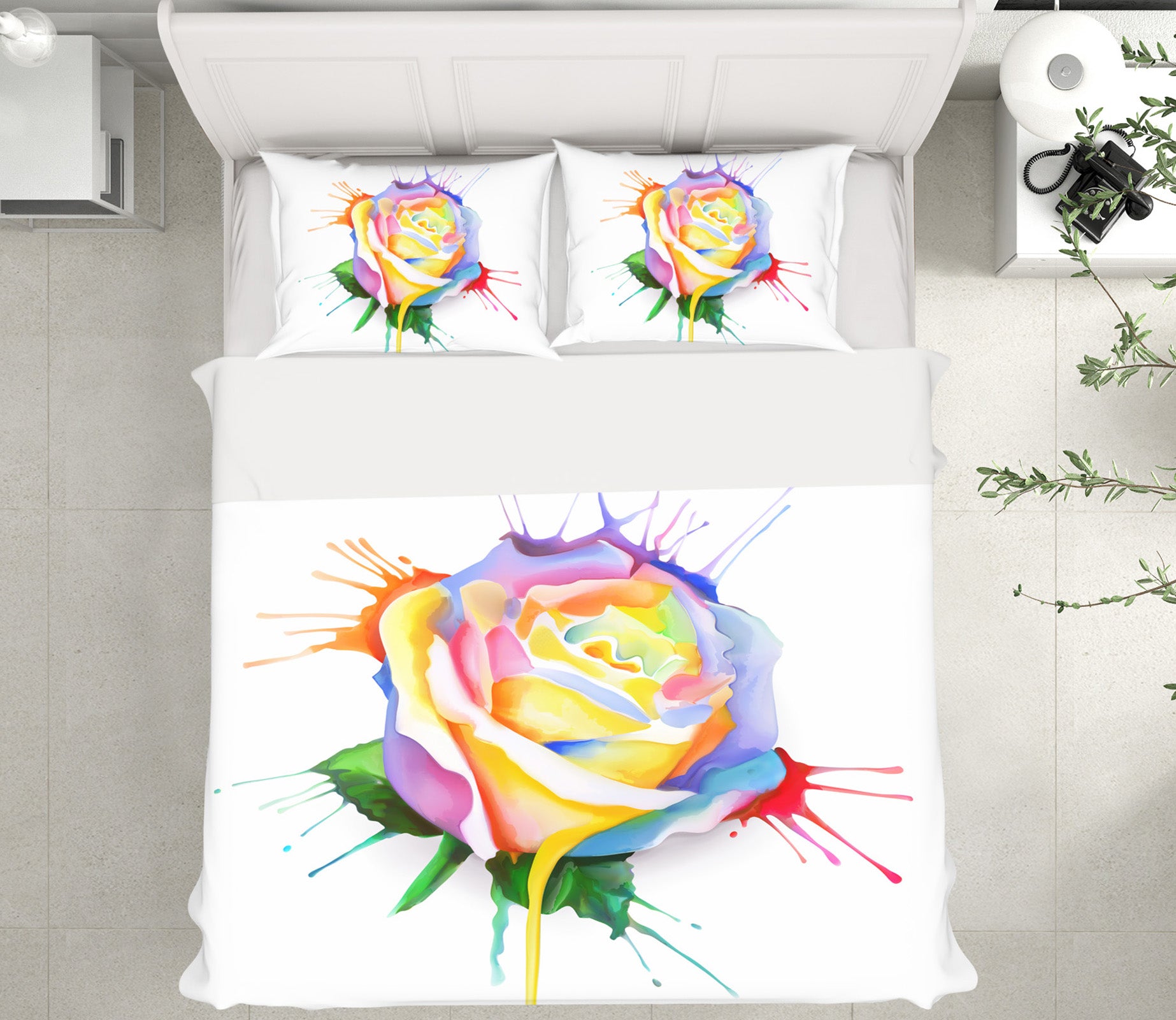 3D Color Ink Rose 63223 Bed Pillowcases Quilt