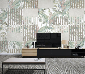 3D Grey Leaves WG062 Wall Murals