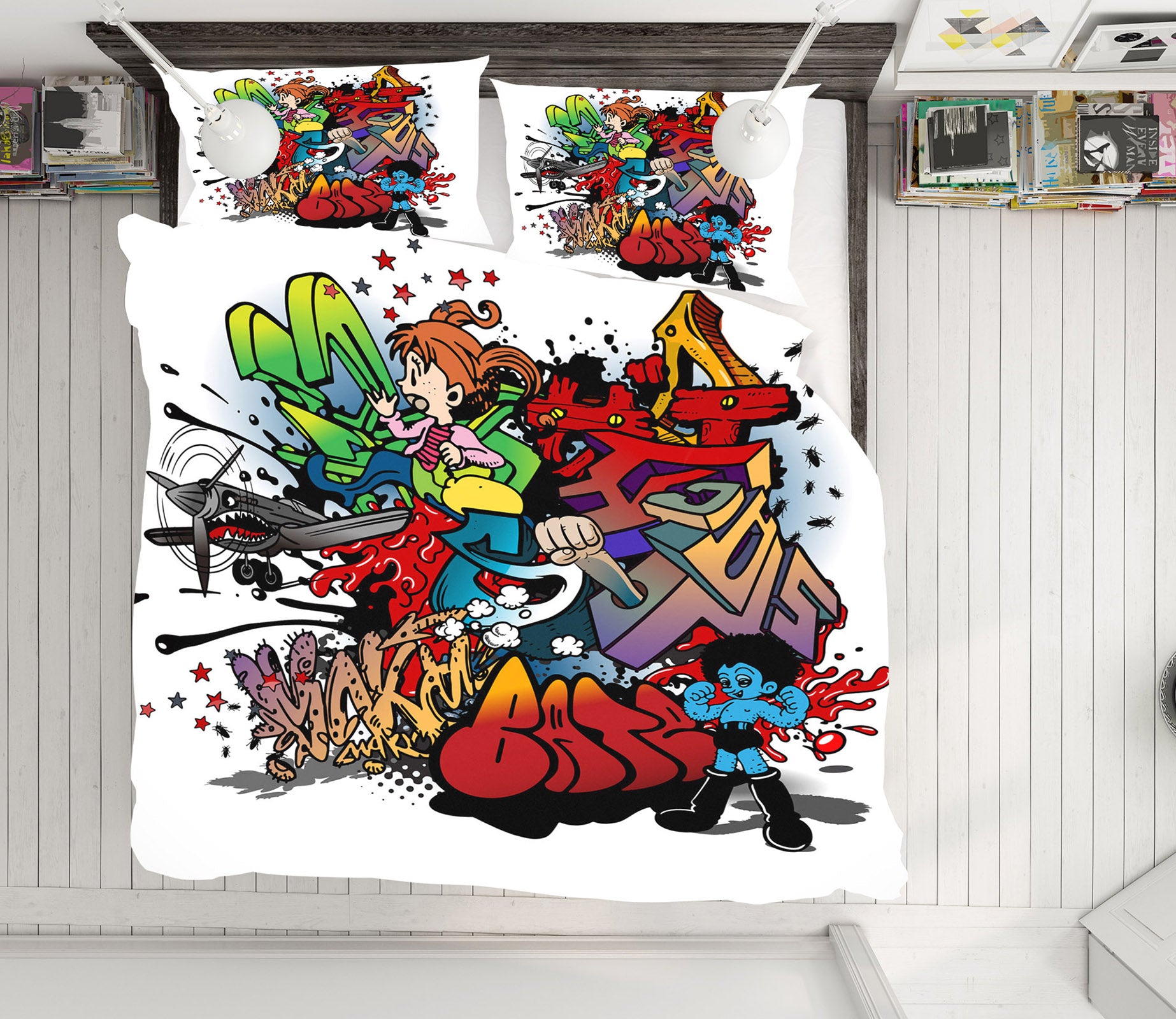 3D Graffiti Letters 67022 Bed Pillowcases Quilt