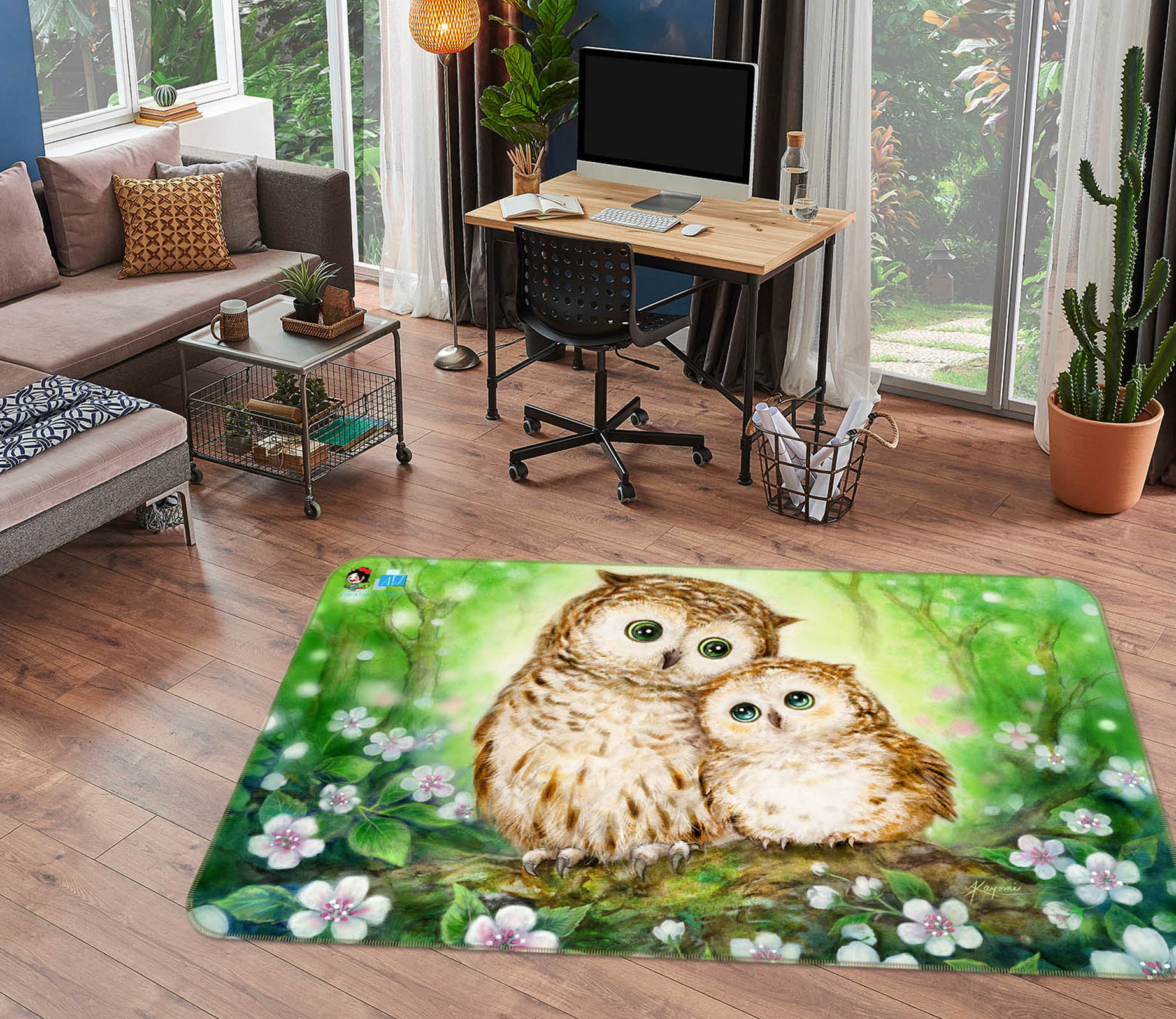 3D Baby Owl 5736 Kayomi Harai Rug Non Slip Rug Mat