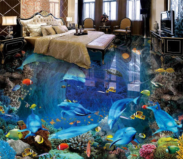 3D Sea Fish 071 Floor Mural  Self-Adhesive Sticker Bathroom Non-slip Waterproof Flooring Murals