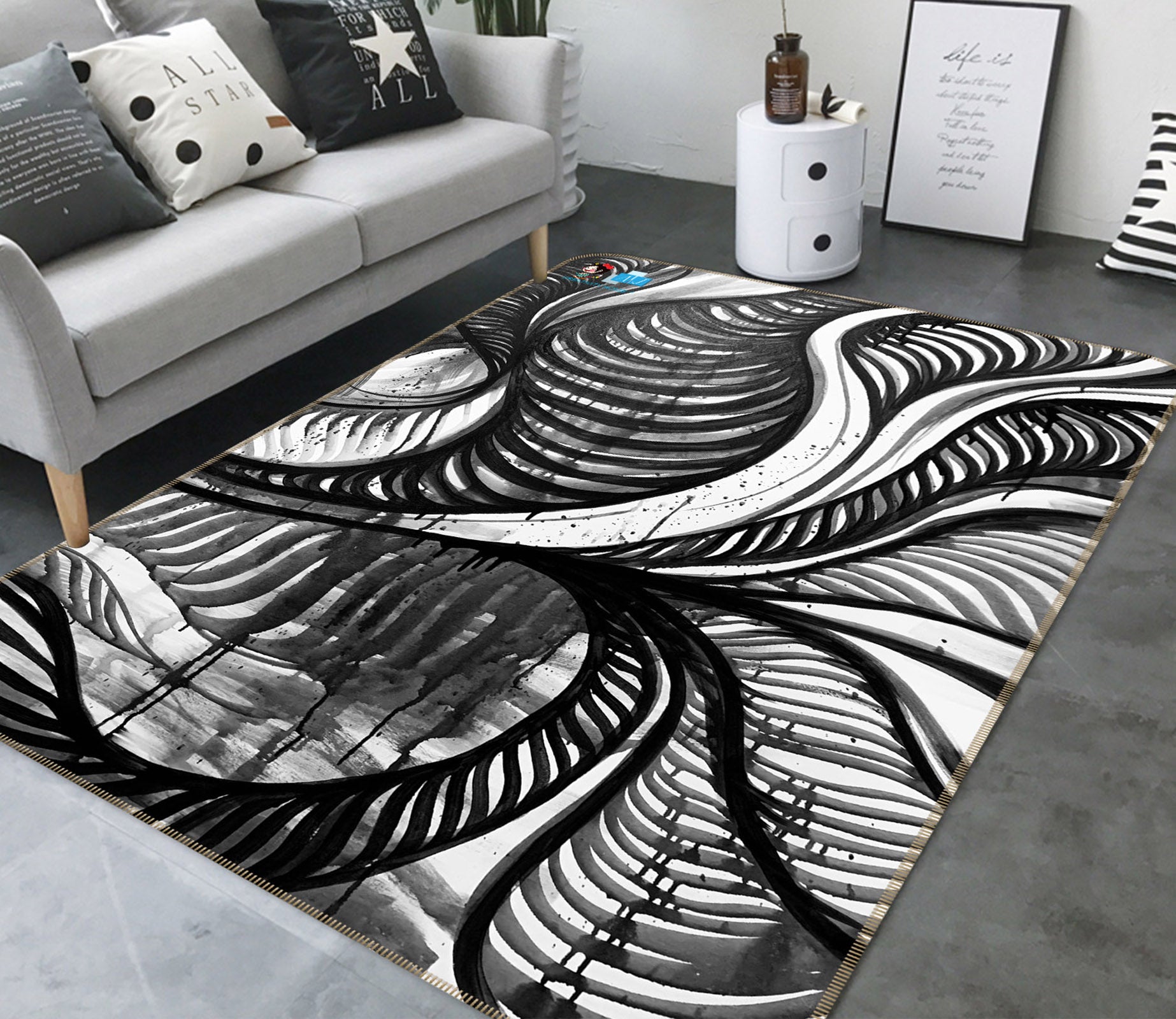 3D Line Drawing 8214 Jacqueline Reynoso Rug Non Slip Rug Mat