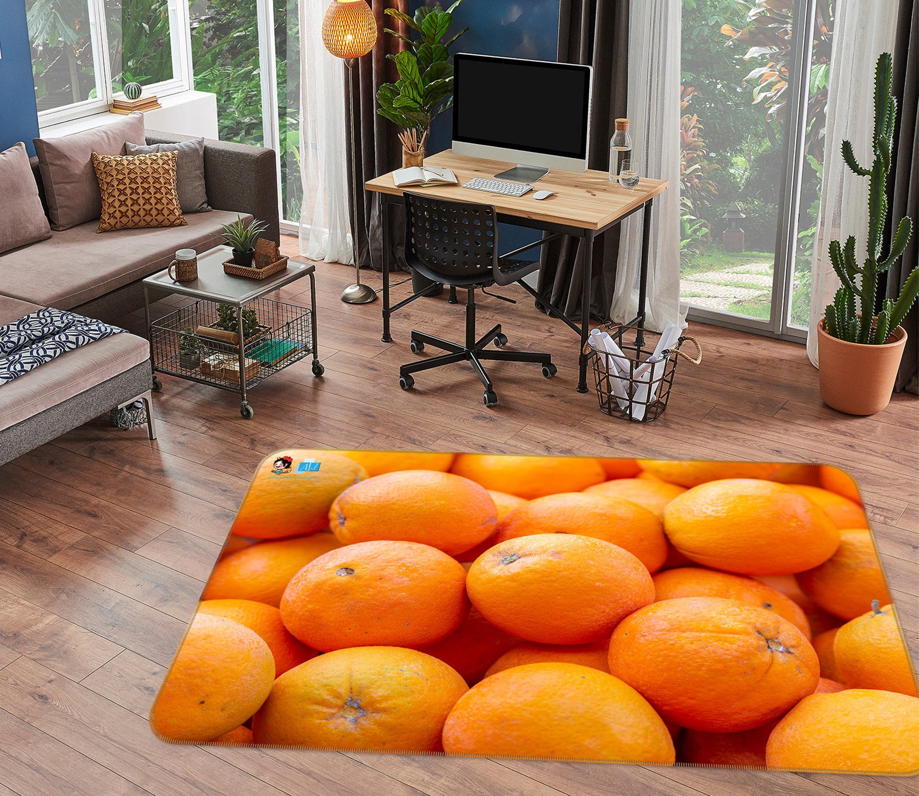 3D Fresh Fruit Orange 6854 Assaf Frank Rug Non Slip Rug Mat