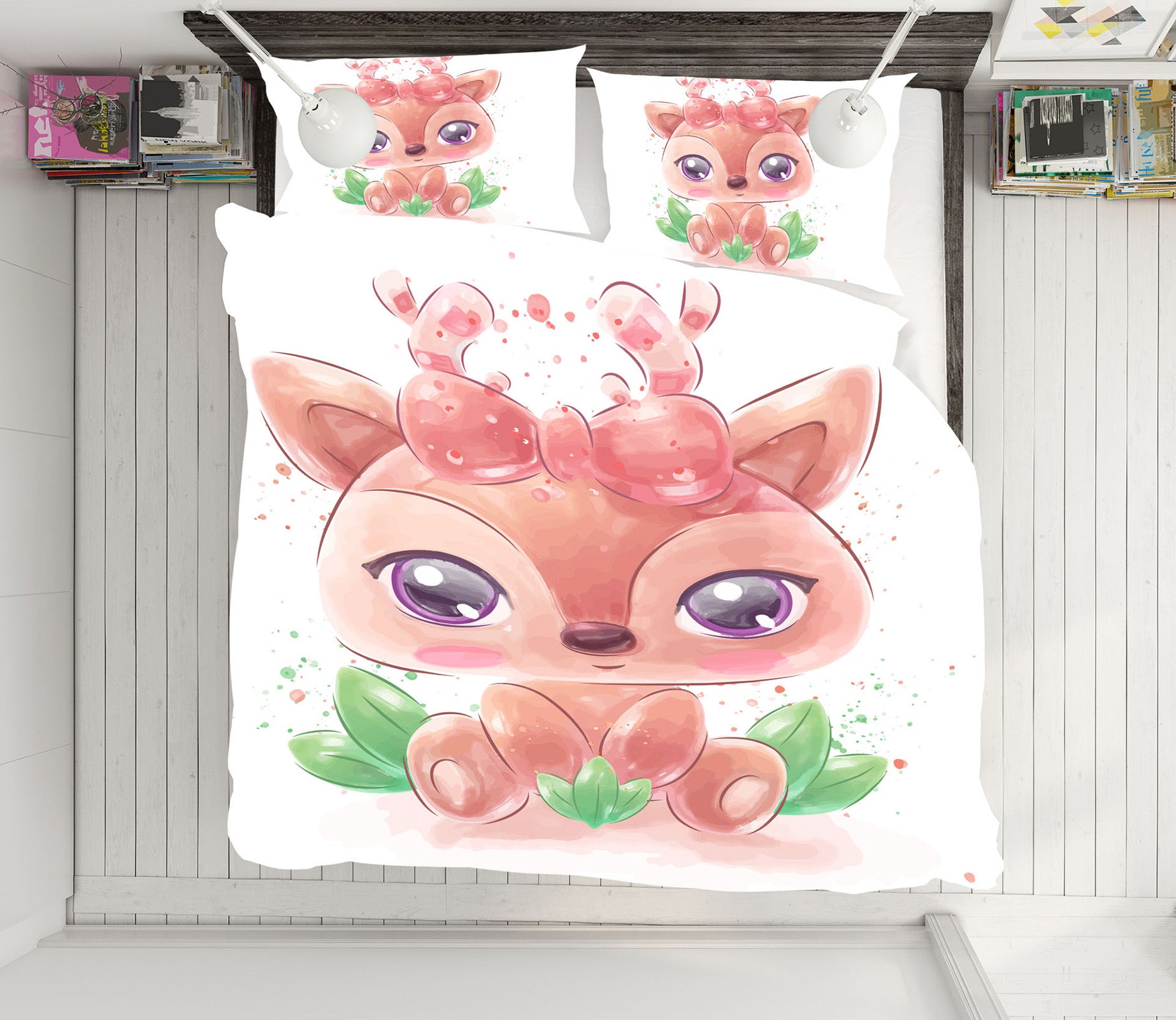 3D Cute Deer 67010 Bed Pillowcases Quilt