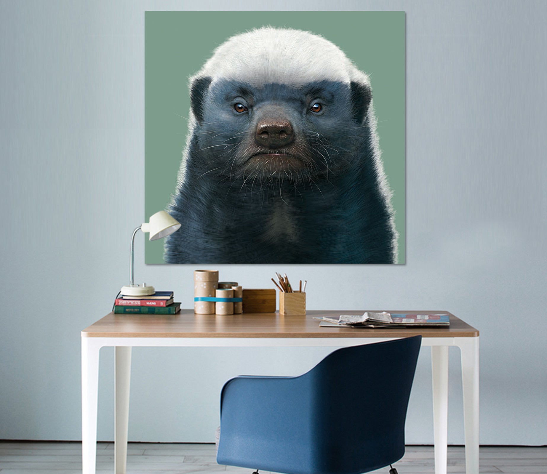 3D Honey Badger Portrait 043 Vincent Hie Wall Sticker