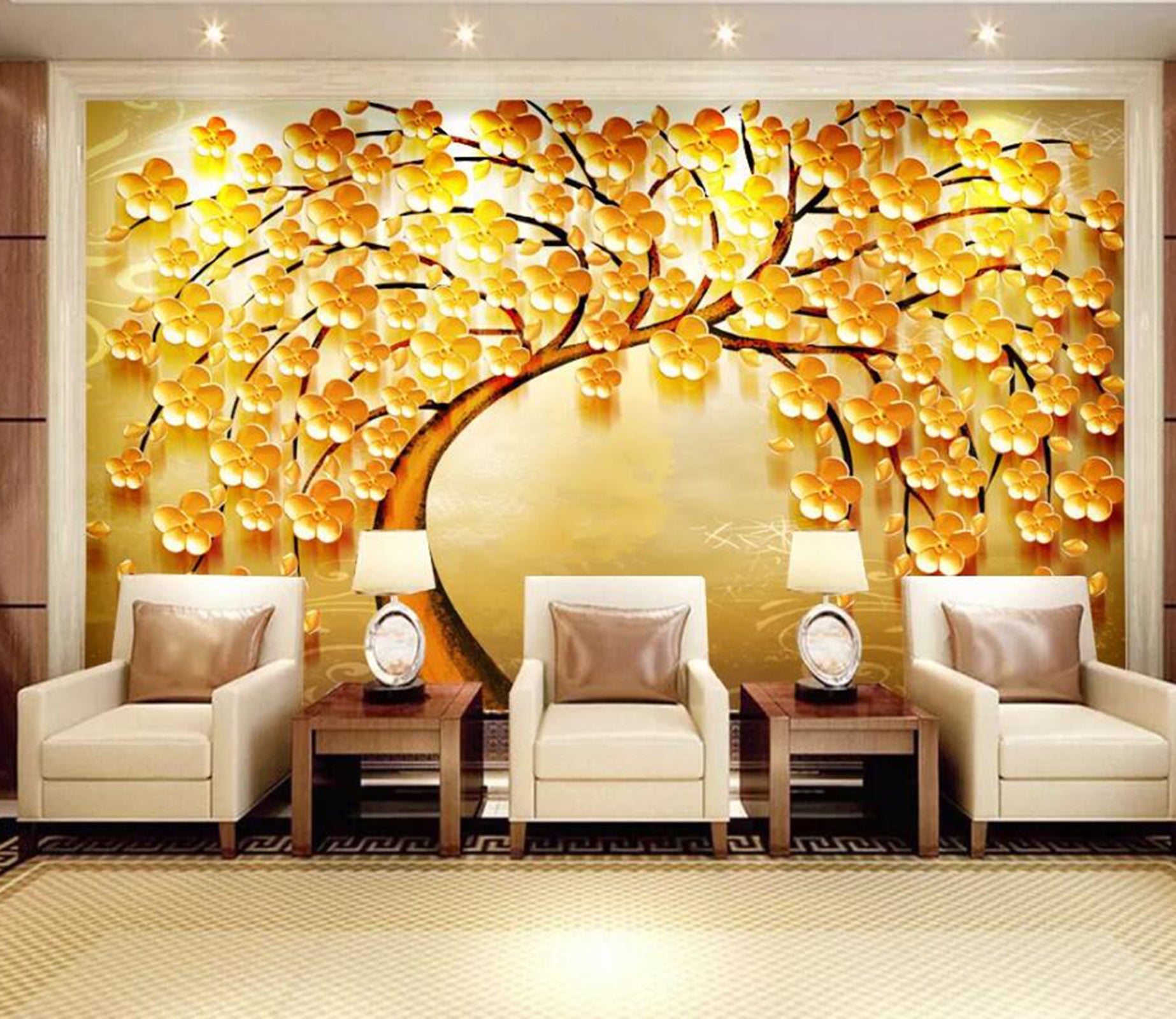 3D Golden Tree WC89 Wall Murals Wallpaper AJ Wallpaper 2 