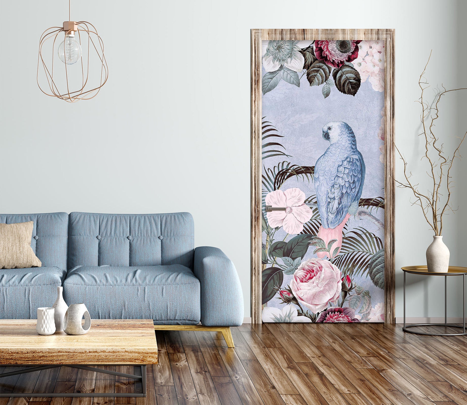 3D Parrot Rose 11906 Andrea Haase Door Mural