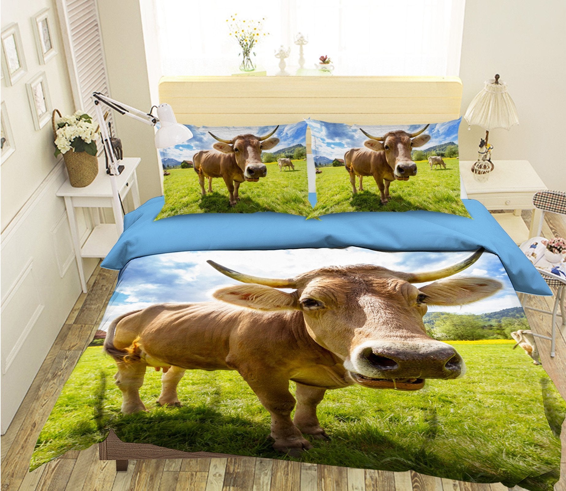 3D Cow Mouth 1926 Bed Pillowcases Quilt Quiet Covers AJ Creativity Home 