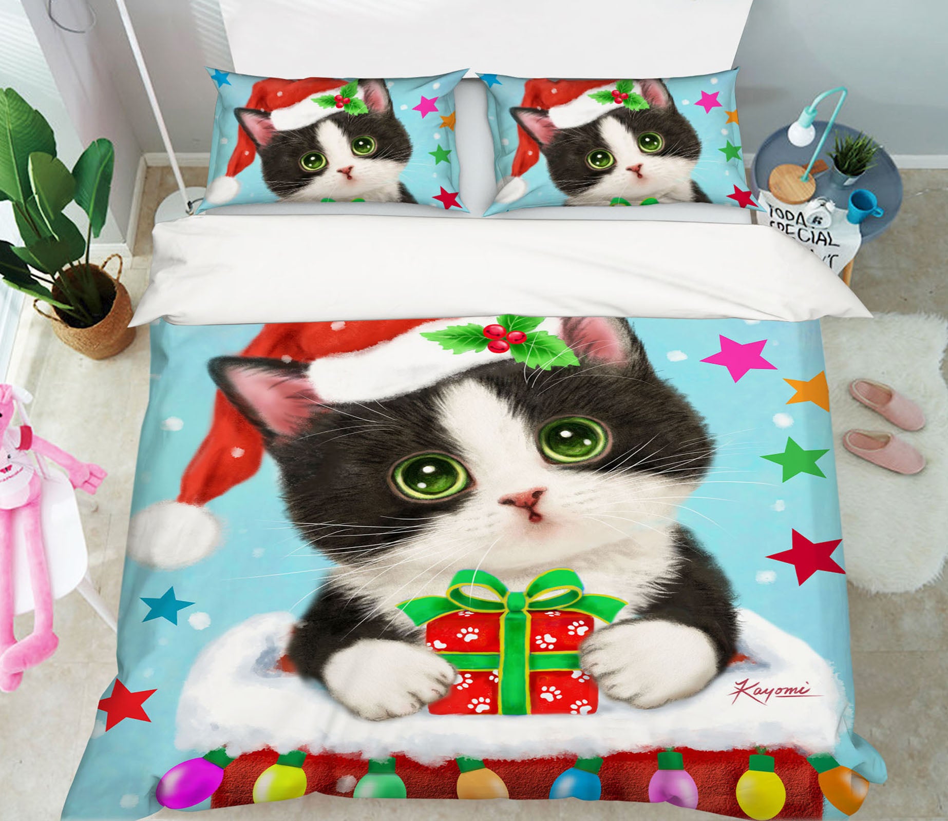 3D Christmas Cat Star 5870 Kayomi Harai Bedding Bed Pillowcases Quilt Cover Duvet Cover