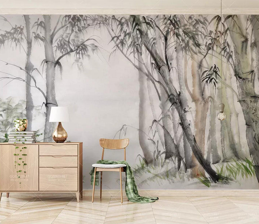 3D Black Bamboo WC339 Wall Murals