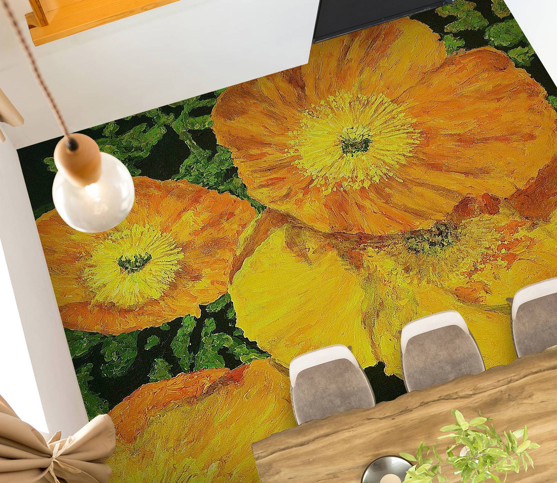 3D Yellow Flower 9601 Allan P. Friedlander Floor Mural  Wallpaper Murals Self-Adhesive Removable Print Epoxy