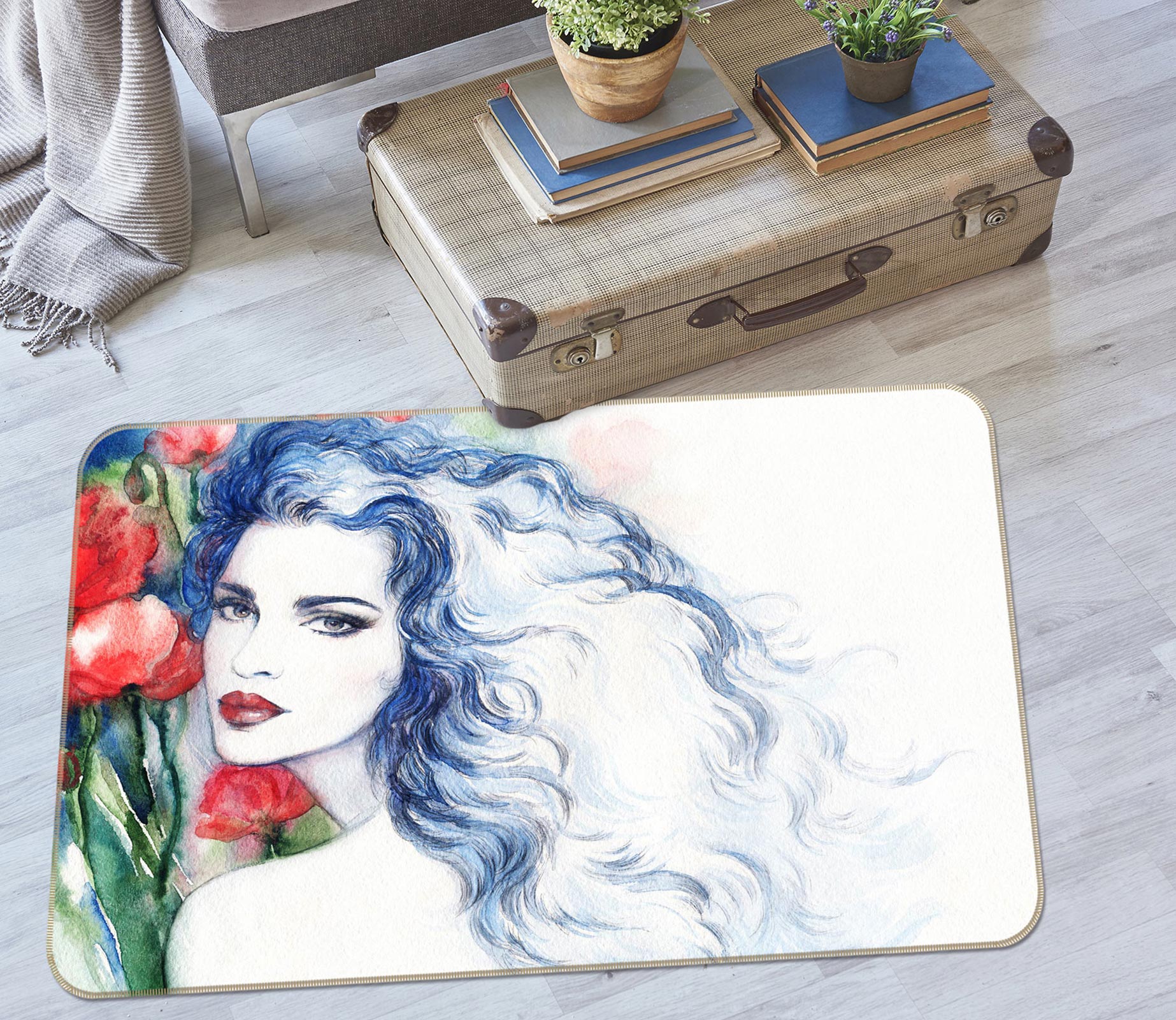 3D Lady Rose 1046 Non Slip Rug Mat