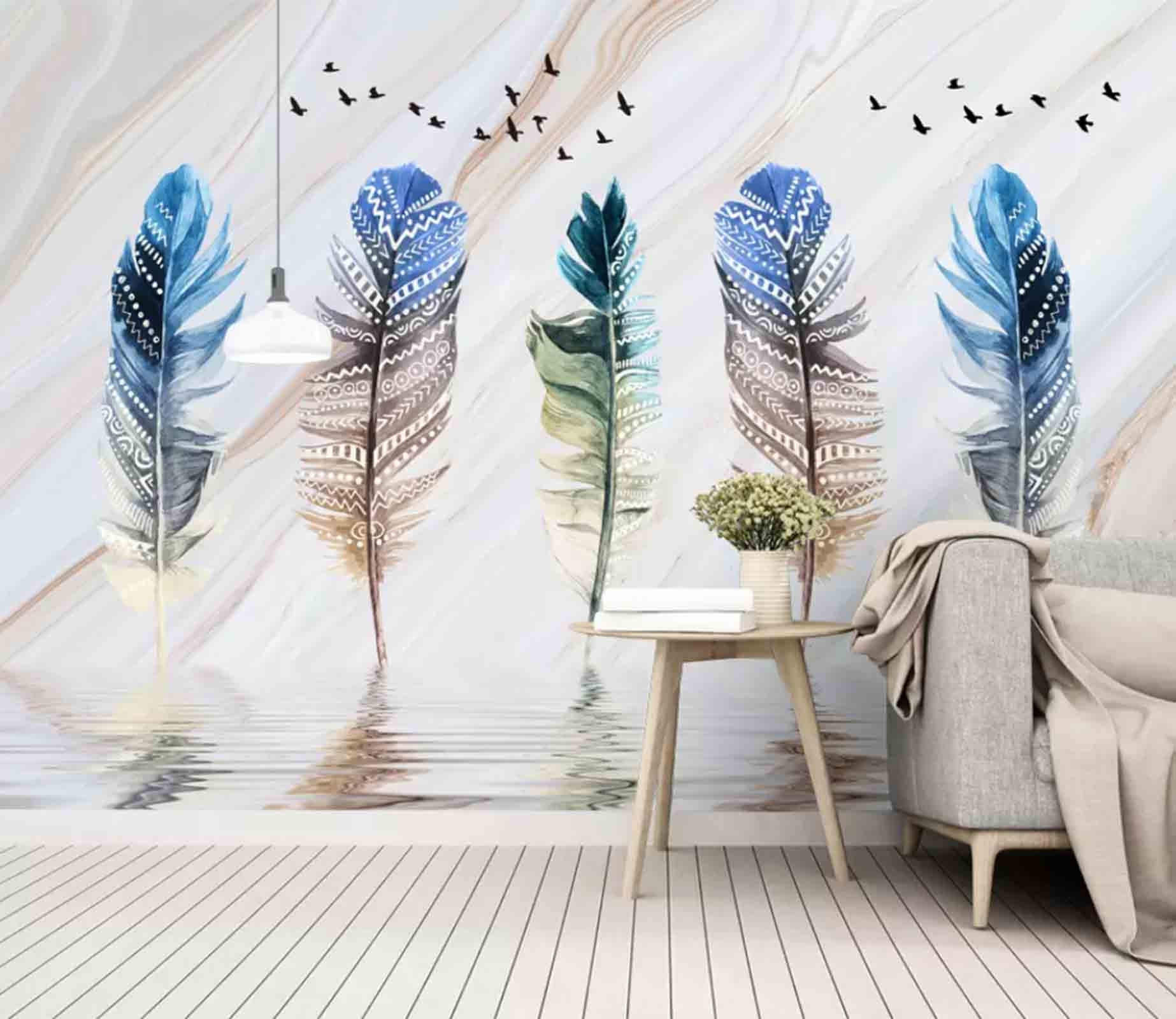 3D Colored Feather WC33 Wall Murals Wallpaper AJ Wallpaper 2 