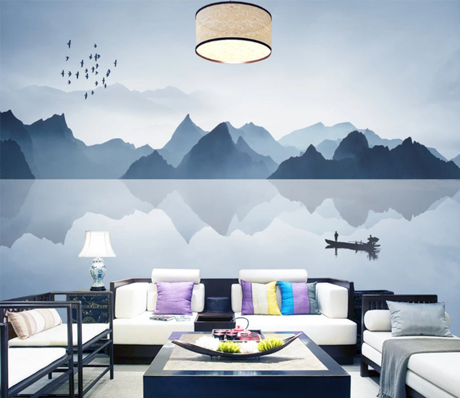 3D Mountain Lake WC431 Wall Murals