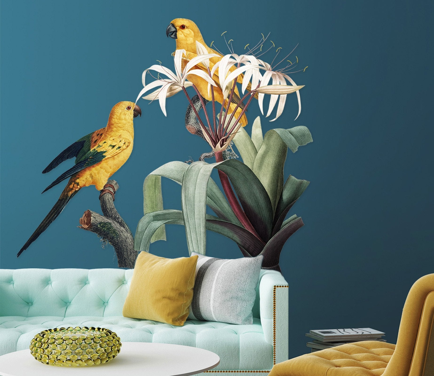 3D Yellow Magpie 066 Animals Wall Stickers Wallpaper AJ Wallpaper 