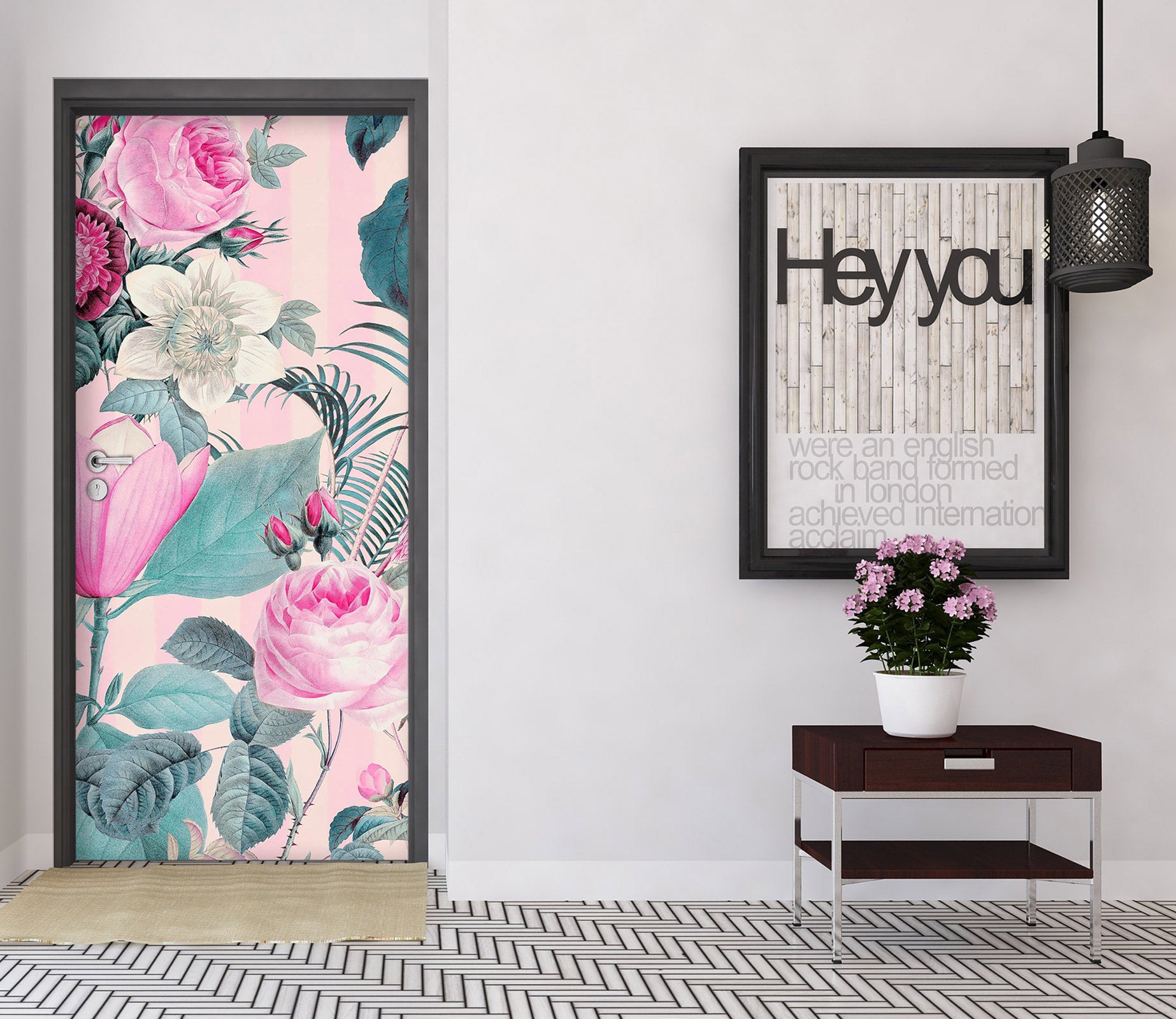 3D Pink Flowers Clump 118122 Andrea Haase Door Mural